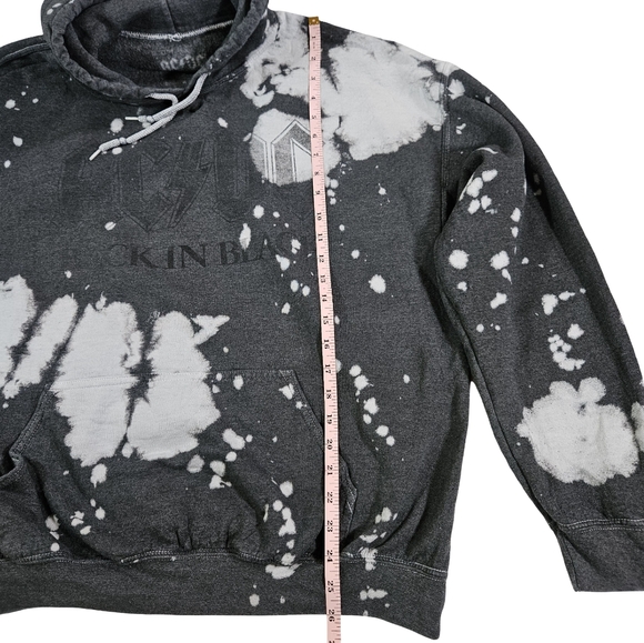 AC⚡️DC Acid Washed Long Sleeve Hooded Sweatshirt, Dark Grey, Large - Picture 9 of 11